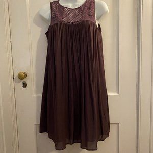 LOFT Maroon, Sleeveless, Lined, Crochet Knit Top Dress, Size S